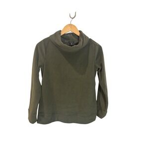 NWT Talbots Womens XS Olive Green Cowl Neck Long Sleeve Microfleece Pullover Top